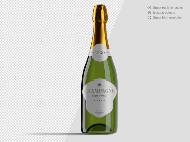 Download Premium Psd Realistic Front View Champagne Bottle Mockup Template