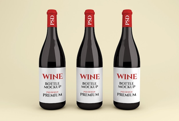 Download Premium Psd Realistic Glass Red Wine Bottle Mockup