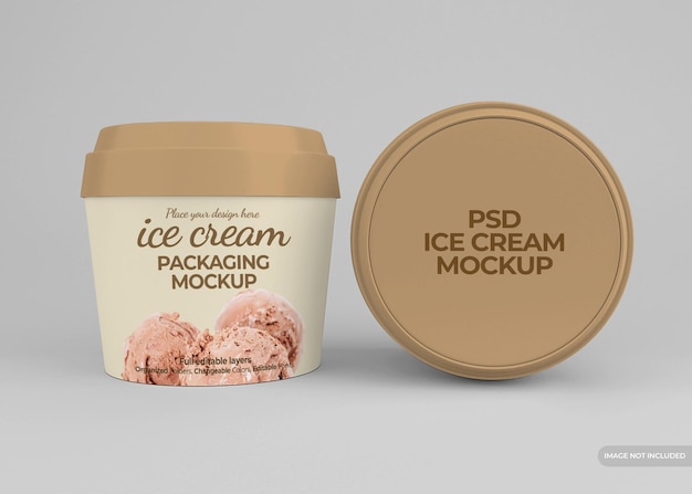 Download Premium PSD | Realistic ice cream packaging mockup