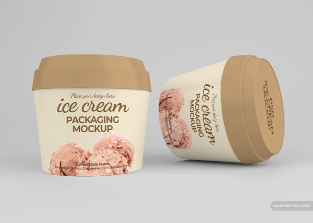 Download Premium PSD | Realistic ice cream packaging mockup