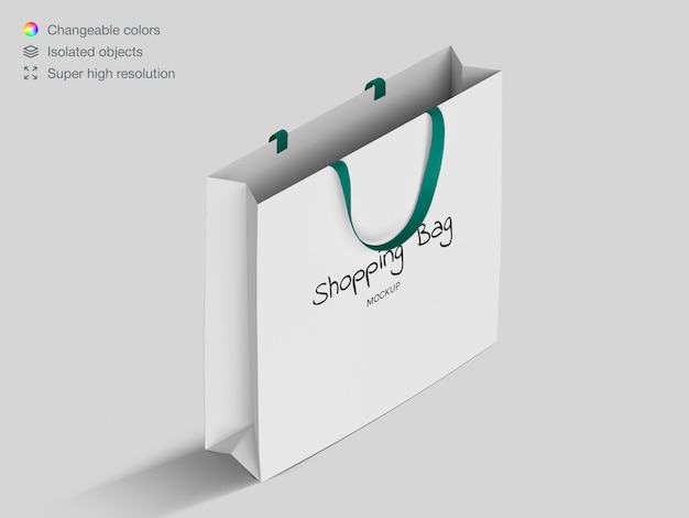 Download Realistic isometric shopping paper bag mockup template ...