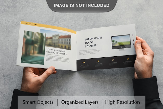 Download Premium PSD | Realistic landscape brochure mockup