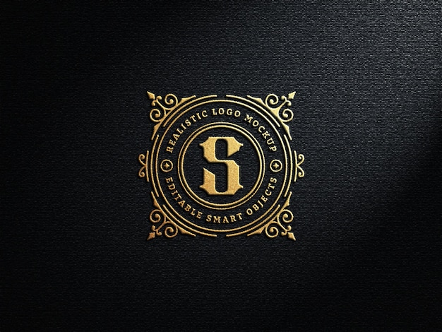 Download Premium PSD | Realistic luxury embossed gold logo mockup ...