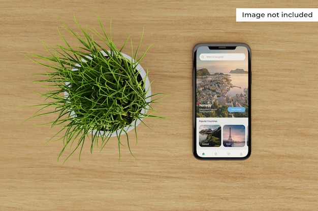 Download Realistic mobile device screen mockup with plant | Premium ...