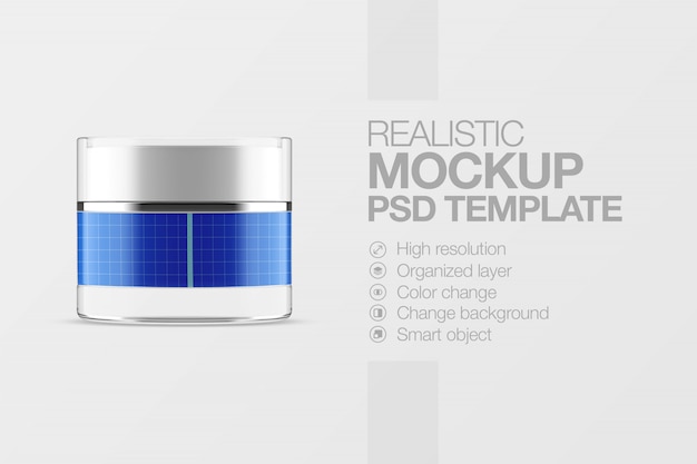 Download Premium Psd Realistic Mockup Cosmetic Pot Cream PSD Mockup Templates