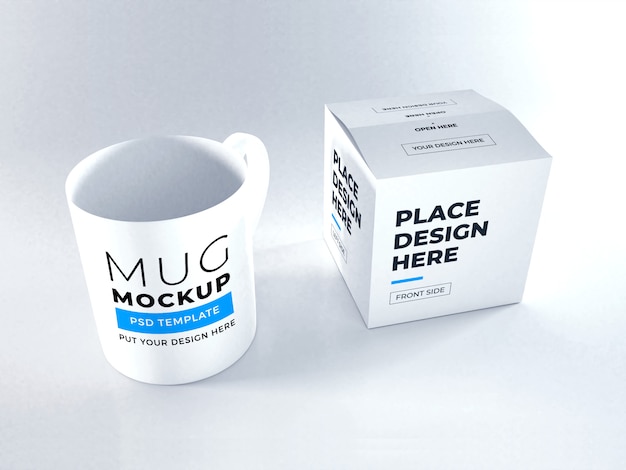 Download Realistic mug and box packaging mockup template psd ...