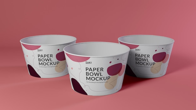 Premium PSD | Realistic paper bowl mockup