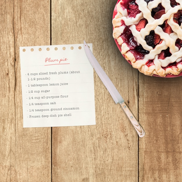 Realistic pie recipe mock up PSD Template