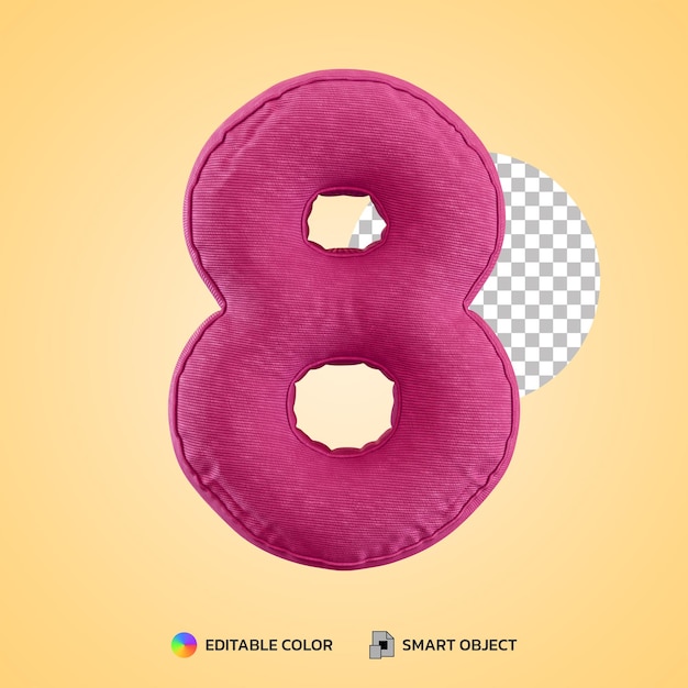 Premium PSD | Realistic pillow number eight 8 shape