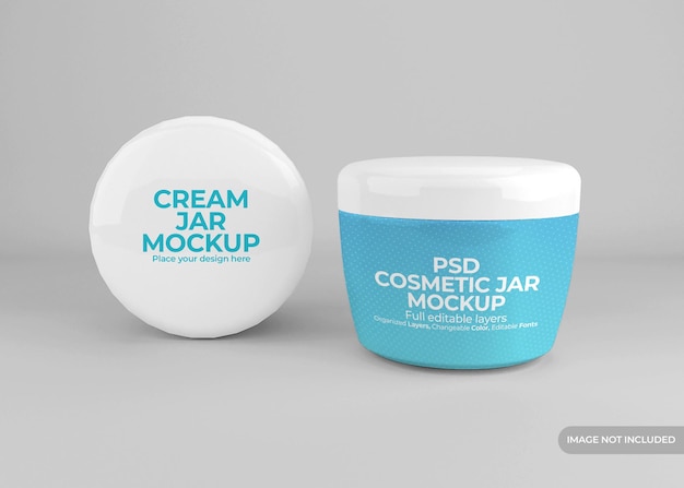 Download Premium PSD | Realistic plastic cosmetic cream jar mockup