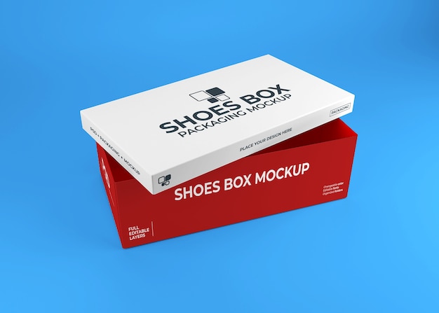Premium PSD | Realistic shoes box packaging mockup
