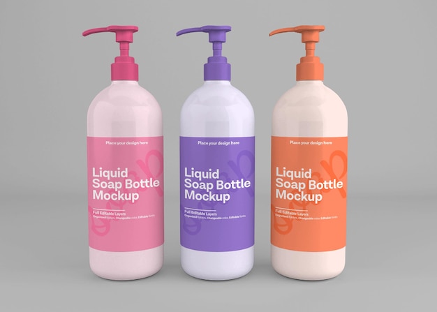 Download Premium PSD | Realistic soap bottle hand sanitizer mockup