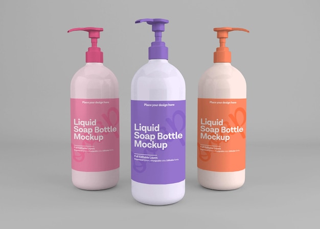 Download Premium PSD | Realistic soap bottle hand sanitizer mockup