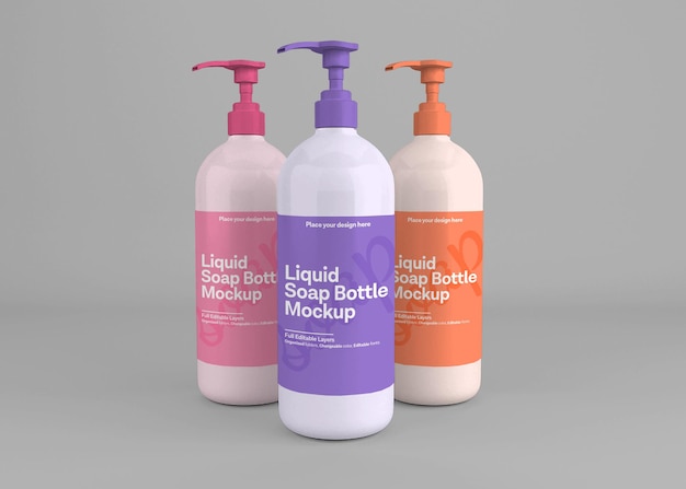 Download Premium PSD | Realistic soap bottle hand sanitizer mockup Free Mockups