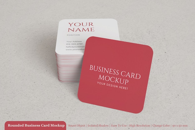 Download Premium PSD | Realistic stack of rounded square business ...