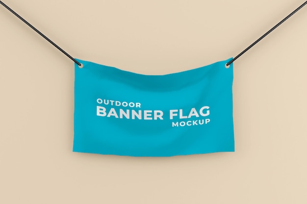 Premium PSD | Realistic textile wall flag mockup template