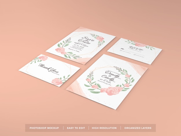 Download Realistic wedding invitation mockup template | Premium PSD ... PSD Mockup Templates