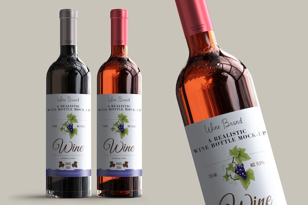 Download Realistic wine bottle label mock-up PSD file | Premium ...