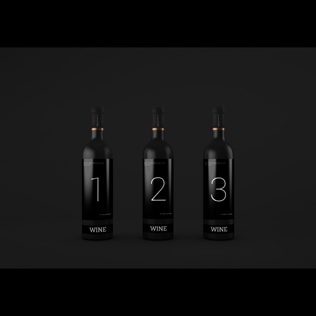 Realistic wine bottles presentation PSD Template