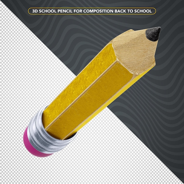 Premium PSD | Realistic yellow pencil for back to school