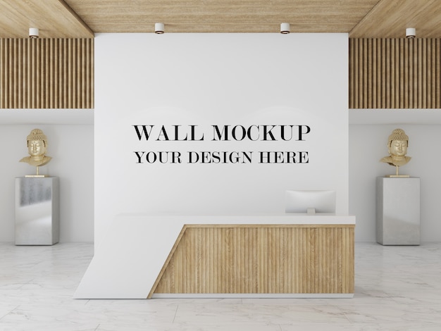 Download Premium PSD | Reception area empty wall background 3d ...