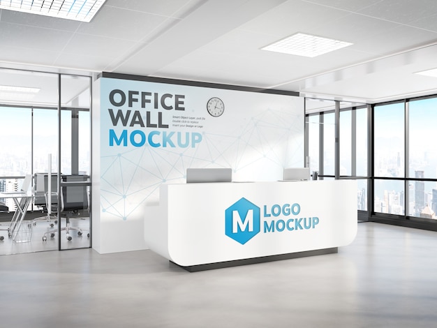 Download Company Logo On Wall PSD - Free PSD Mockup Templates