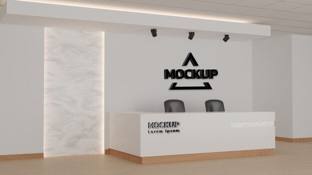 Download Reception in an office with light marble wall elements. 3d ...