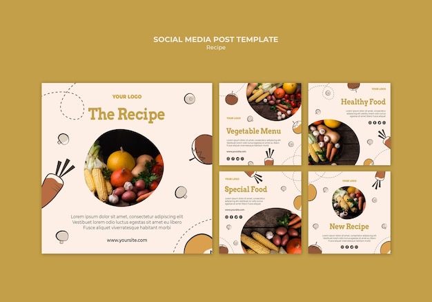 Premium PSD | Recipe social media post template