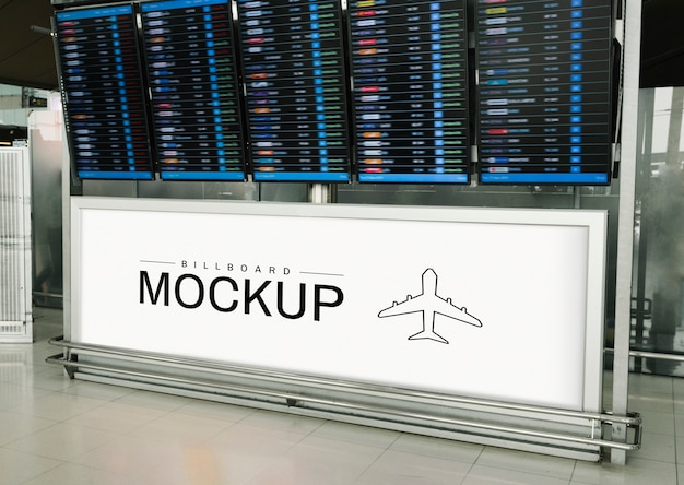 Download Rectangular billboard mockup under a departure and arrival ... PSD Mockup Templates