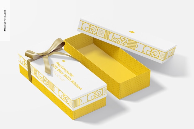 Download Premium PSD | Rectangular gift box with ribbon mockup ...