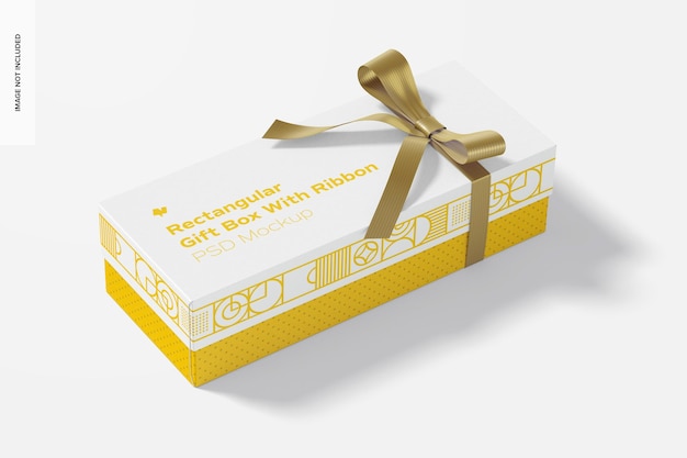 Download Premium PSD | Rectangular gift box with ribbon mockup ...