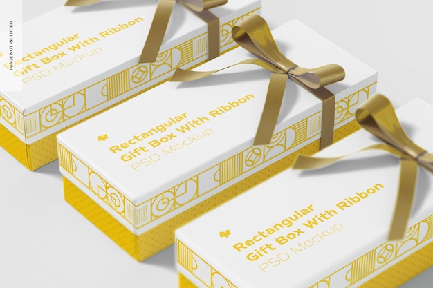 Download Premium PSD | Rectangular gift boxes with ribbon mockup, top view