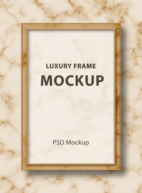 Download Rectangular glass frame mockup on marble background ...