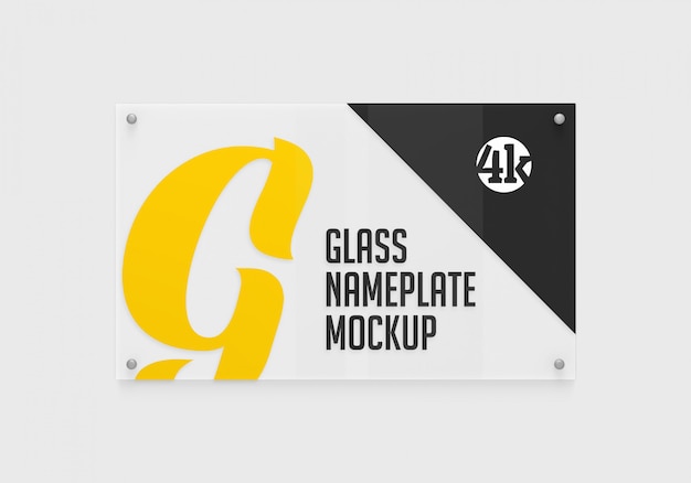 Download Premium PSD | Rectangular glass nameplate front view mockup