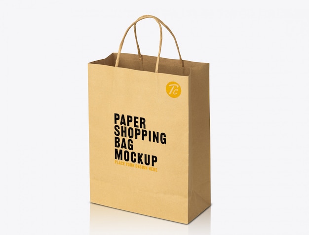 Recycled kraft brown paper bag mockup template for your ...