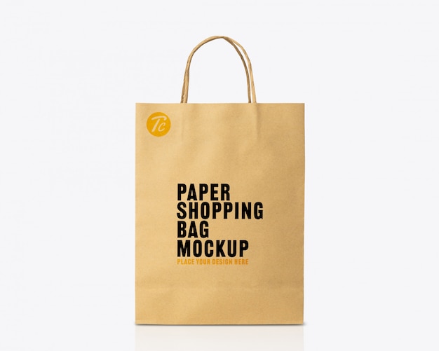 Premium PSD | Recycled kraft brown paper bag mockup template for your design