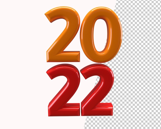 Premium PSD | Red 2022 text 3d rendering isolated on transparent