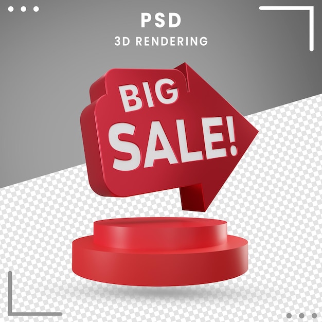 Premium Psd Red 3d Rotated Big Sale Rendering Isolated 
