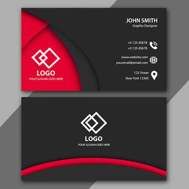 Red and black business card template Premium Psd