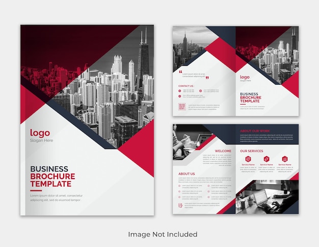Red and black multipurpose minimalist annual report business proposal bifold brochure template Premi