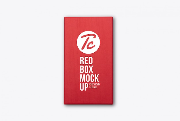 Download Red box product packaging top view mockup template for ...