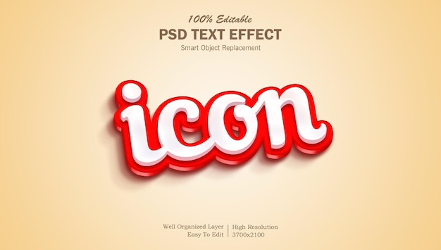 Red color iconic slanting editable psd text effect Premium Psd