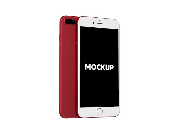 Red iphone 7 plus mock up design PSD file  Free Download