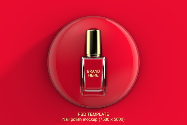 Red or pink nail polish 3d mockup Premium Psd