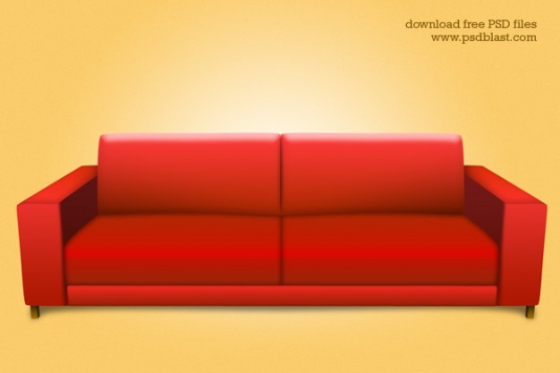 Red sofa psd interior icon PSD file Free Download