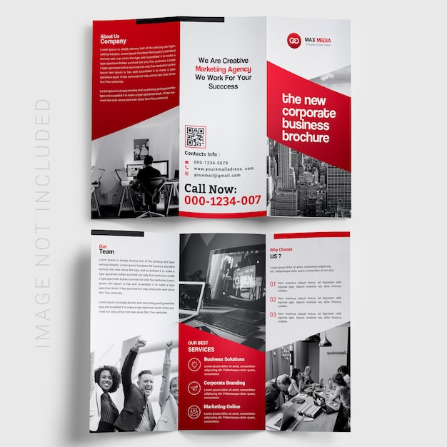 Premium PSD | Red trifold brochure