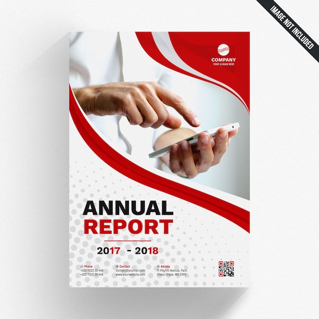 Download Premium Psd Red Wavy Annual Report Template PSD Mockup Templates