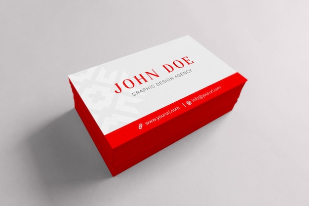 Red and white business card mock up PSD Template