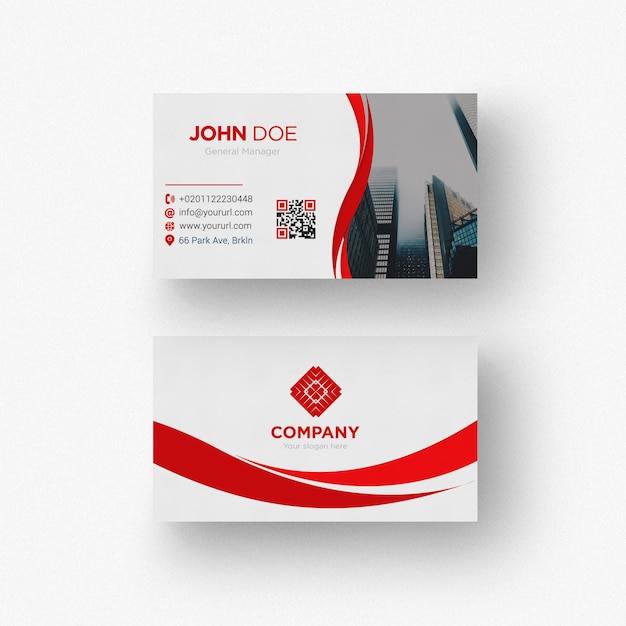 Red and white business card Free Psd