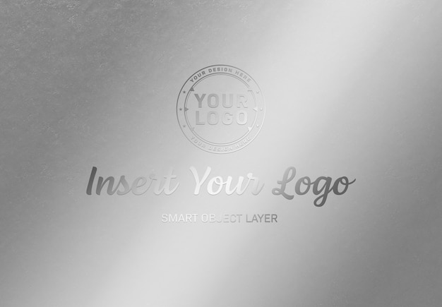 Download Reflecting chrome logo on metal plate mockup | Premium PSD File
